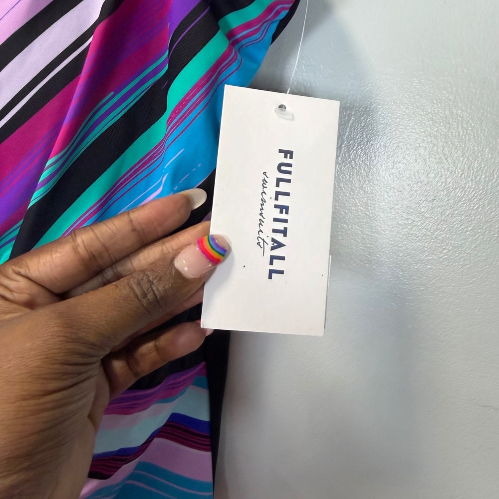 FullFitAll Womens Multi Color Striped Surplice One Piece Swimsuit Size 24 New - Picture 2 of 9